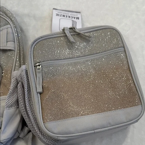 Pottery Barn Kids Silver and Tan Backpack Set NWT